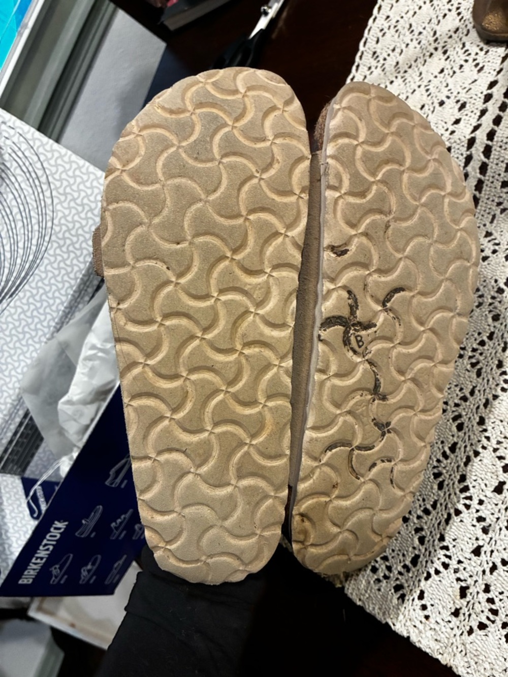 Birkenstock Arizona Suede Two-Strap Sandals in Taupe Brown - Picture 2 of 6
